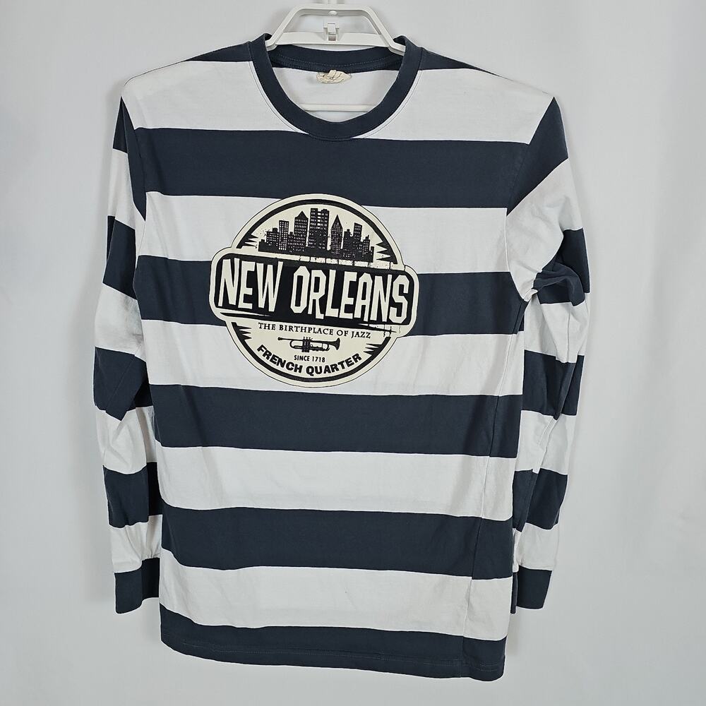 Classic Colors Men’s Sz. L New Orleans Long Sleeve Striped Shirt, ExtraSlim-Fit